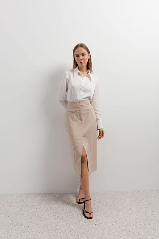 Falda midi abertura delantera