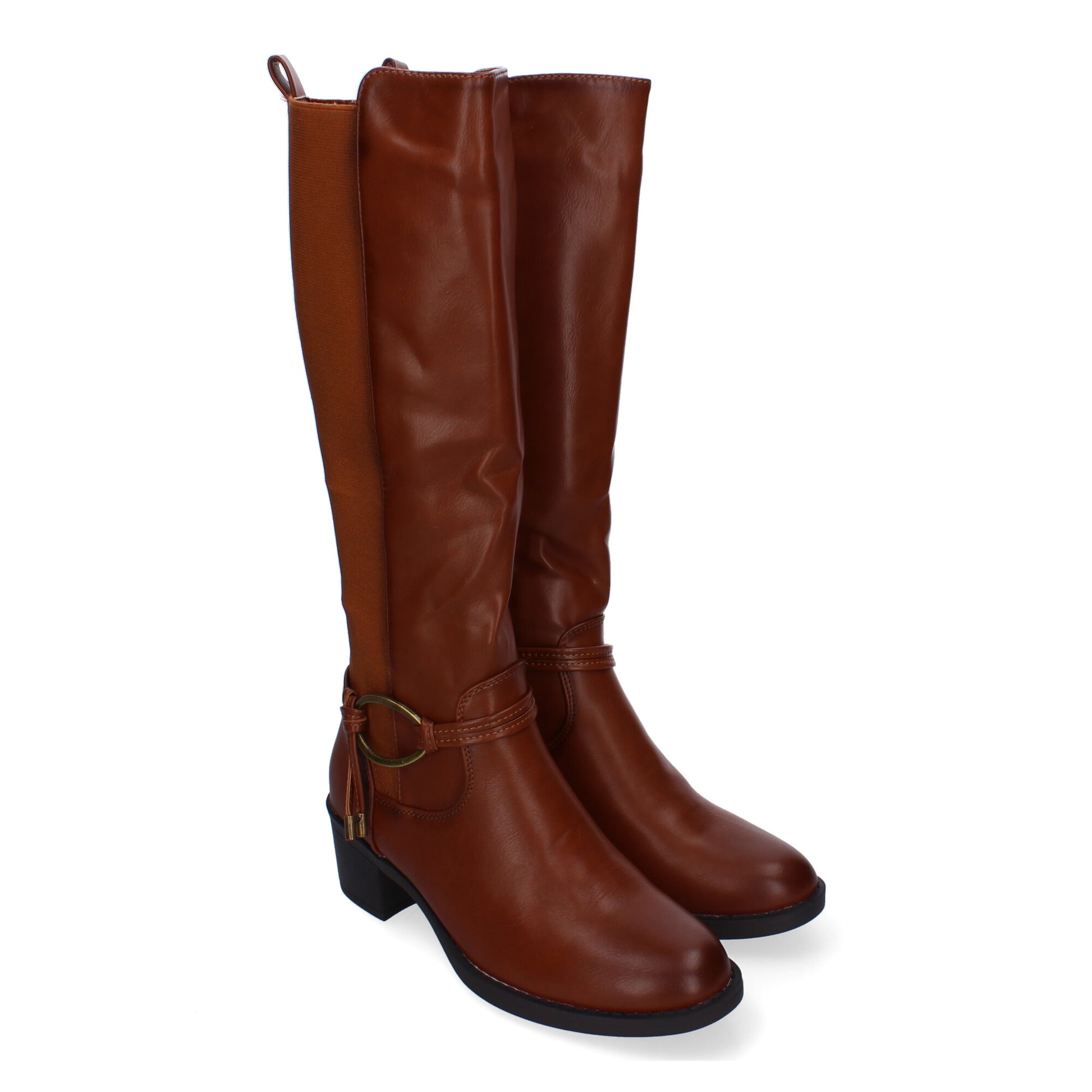 Botas tacón camel con hebilla