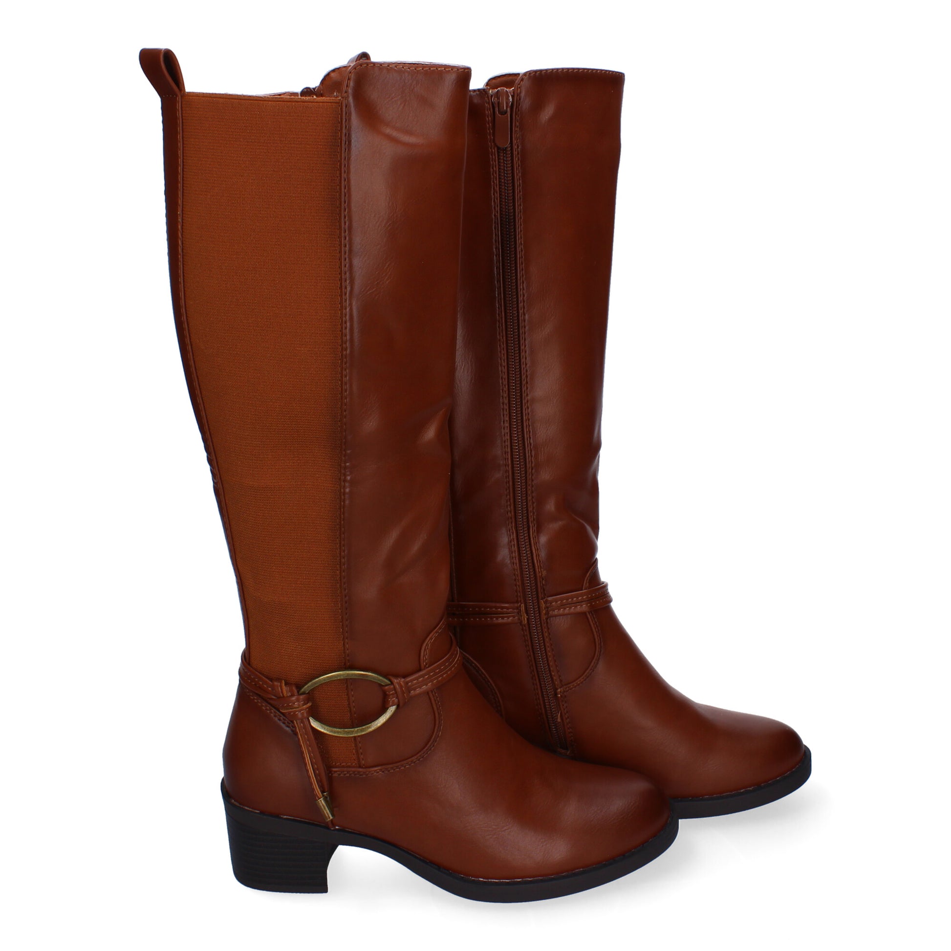 Botas tacón camel con hebilla