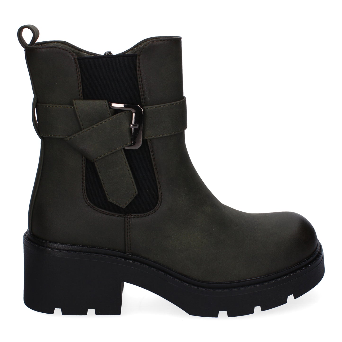 Botines de tacón verde material elástico