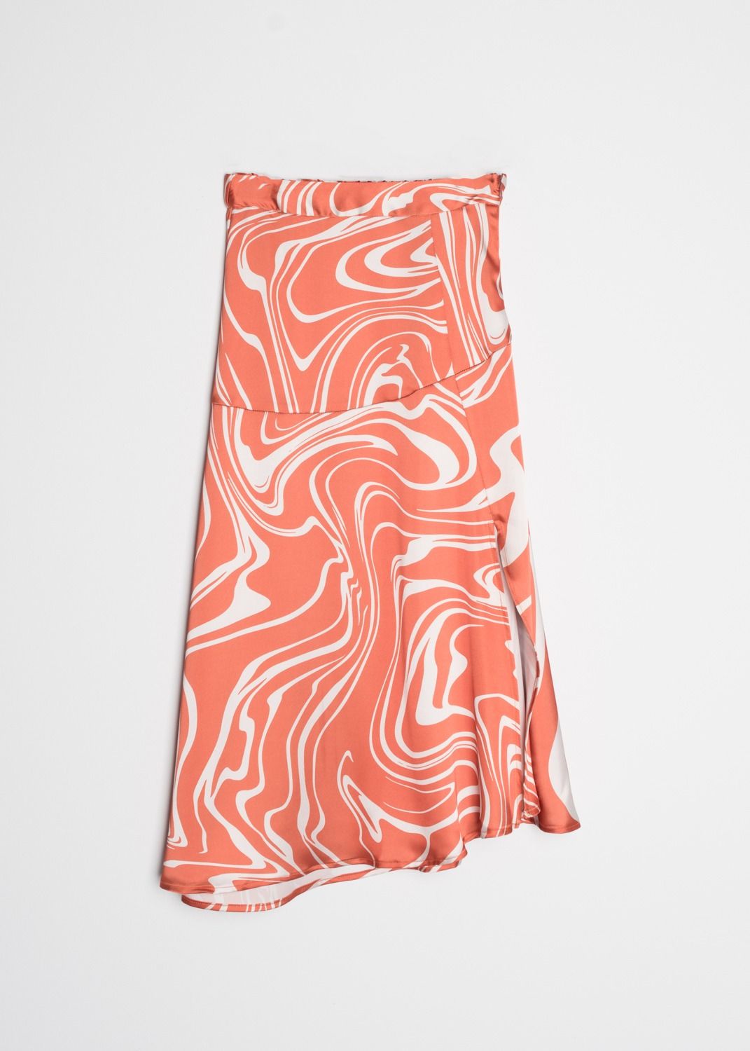 Falda midi estampada flores boho beige coral