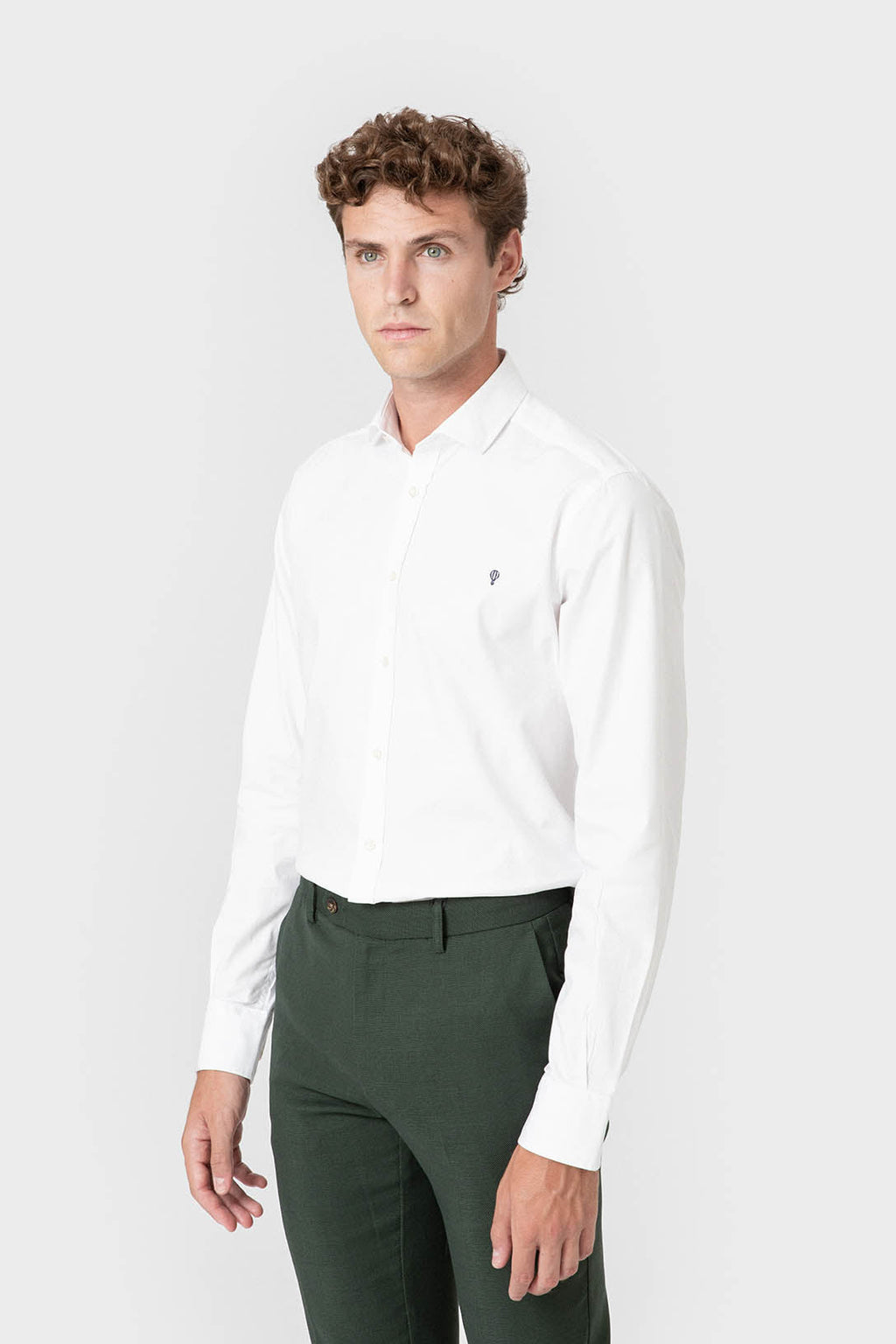 Camisa de algodón dyed de hombre con logo a contraste