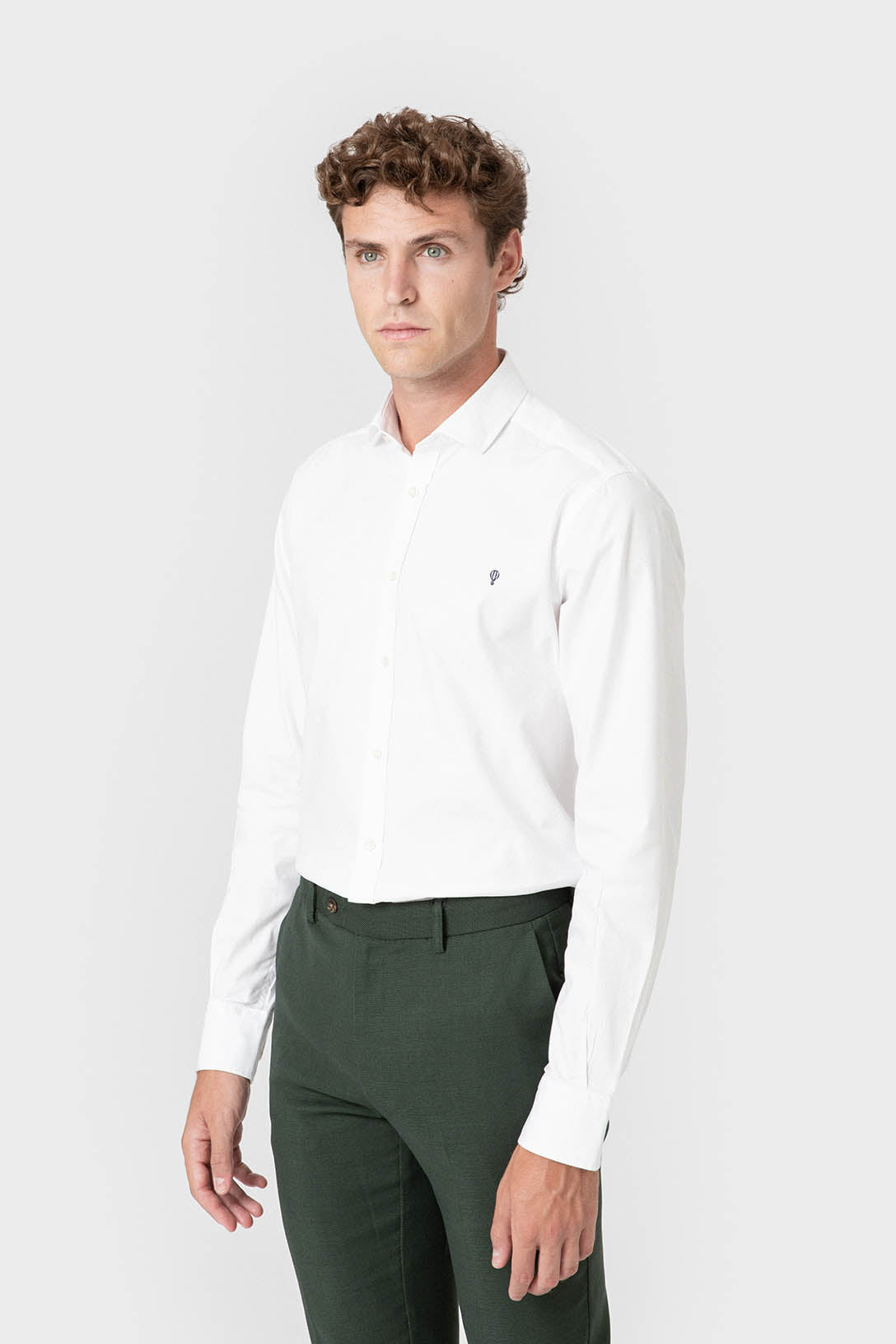Camisa de algodón dyed de hombre con logo a contraste