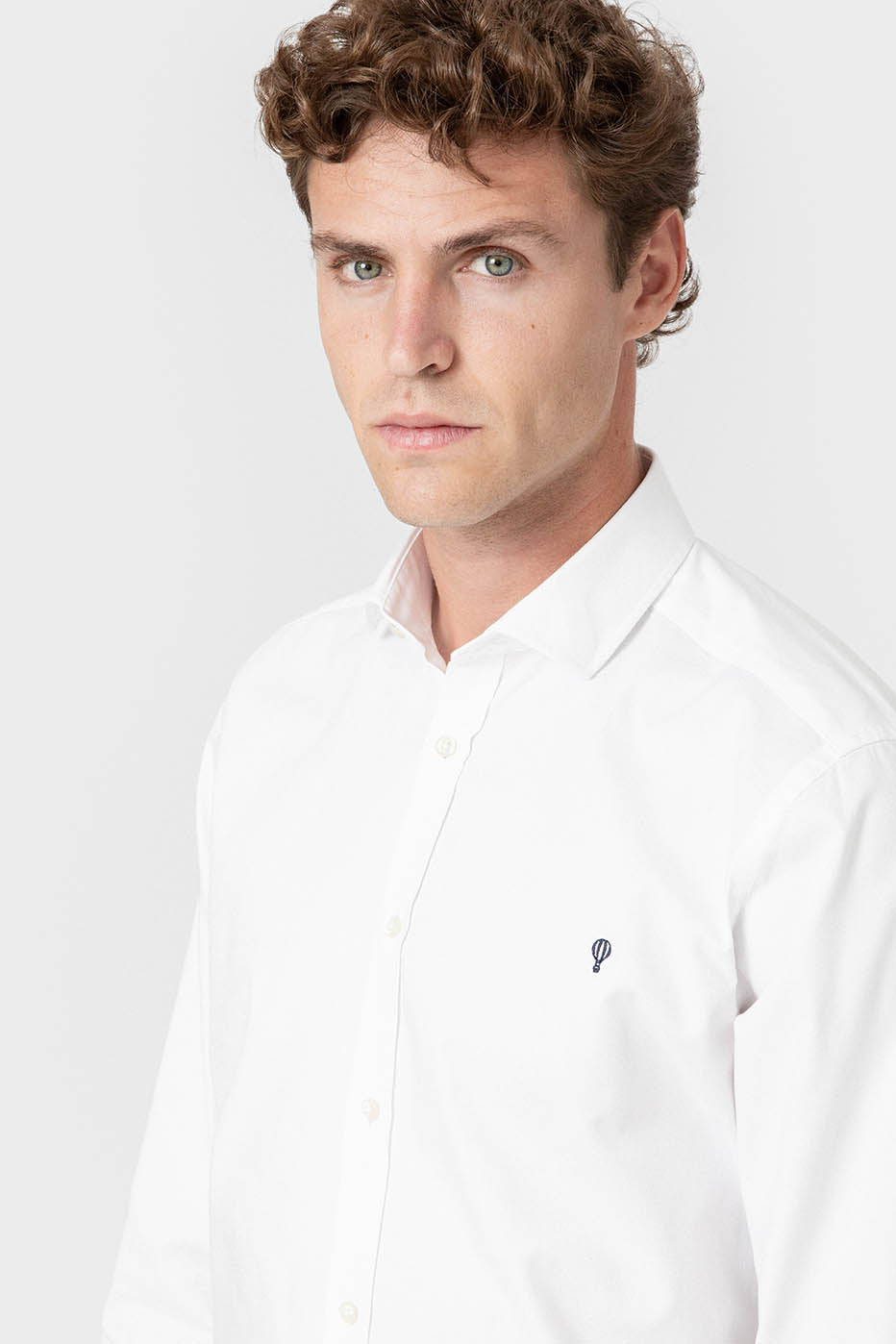 Camisa de algodón dyed de hombre con logo a contraste