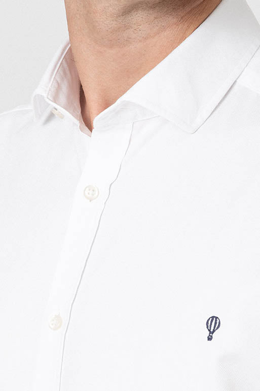 Camisa de algodón dyed de hombre con logo a contraste