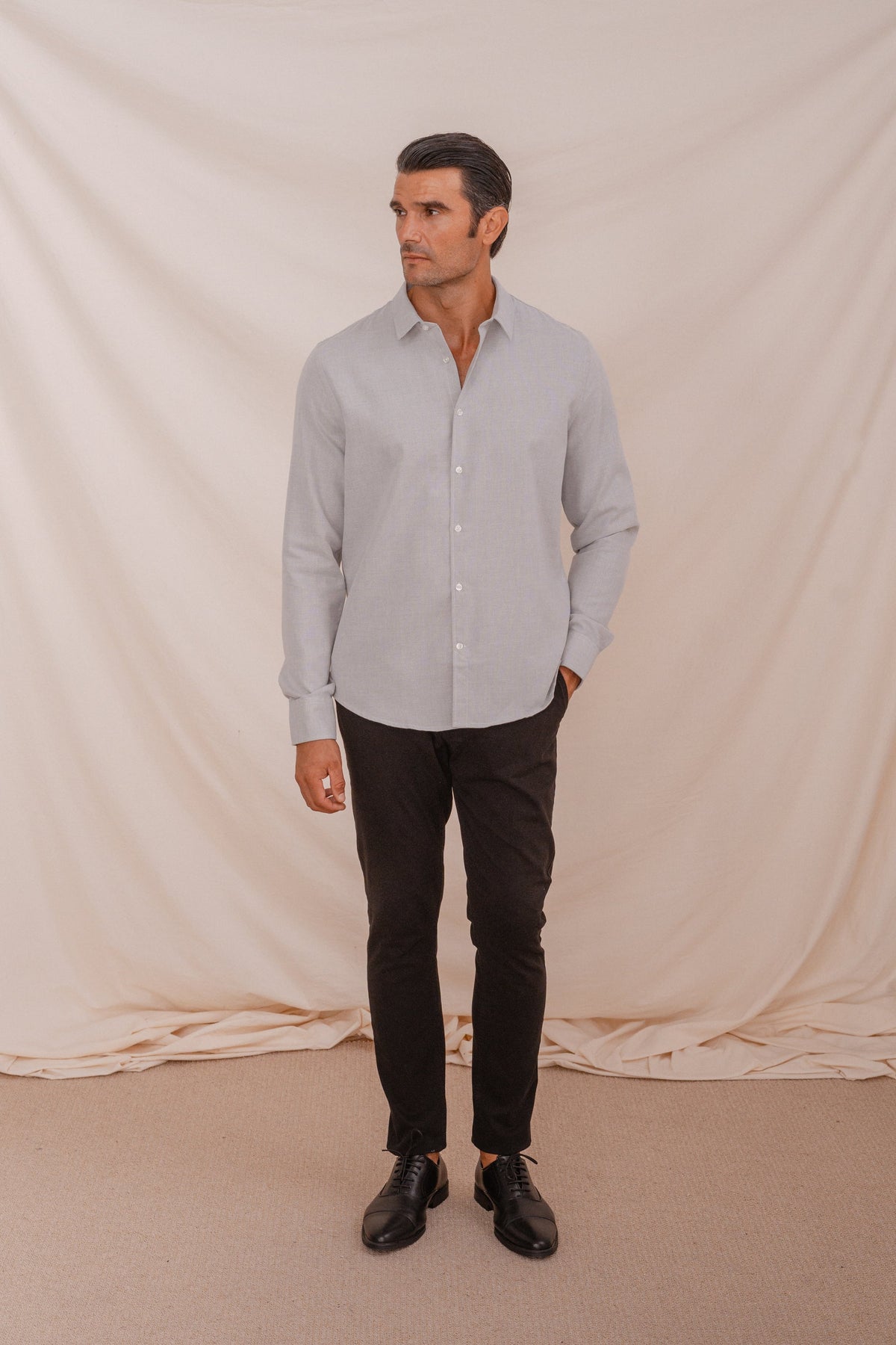 Camisa de Vestir Verde con Estructura de Tejido