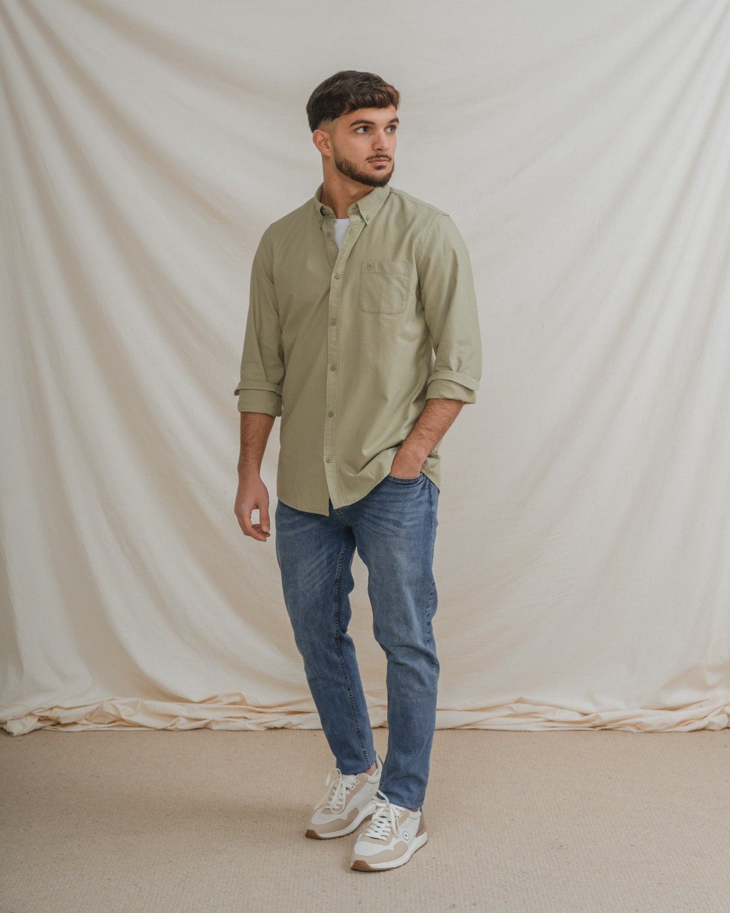 CAMISA OXFORD BOLSILLO VERDE