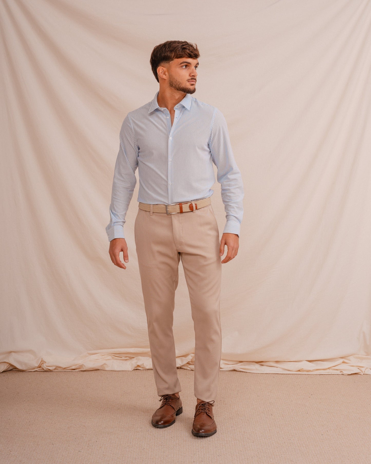 CAMISA RAYA CELESTE