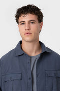 Sobrecamisa azul de algodón con bolsillos para hombre
