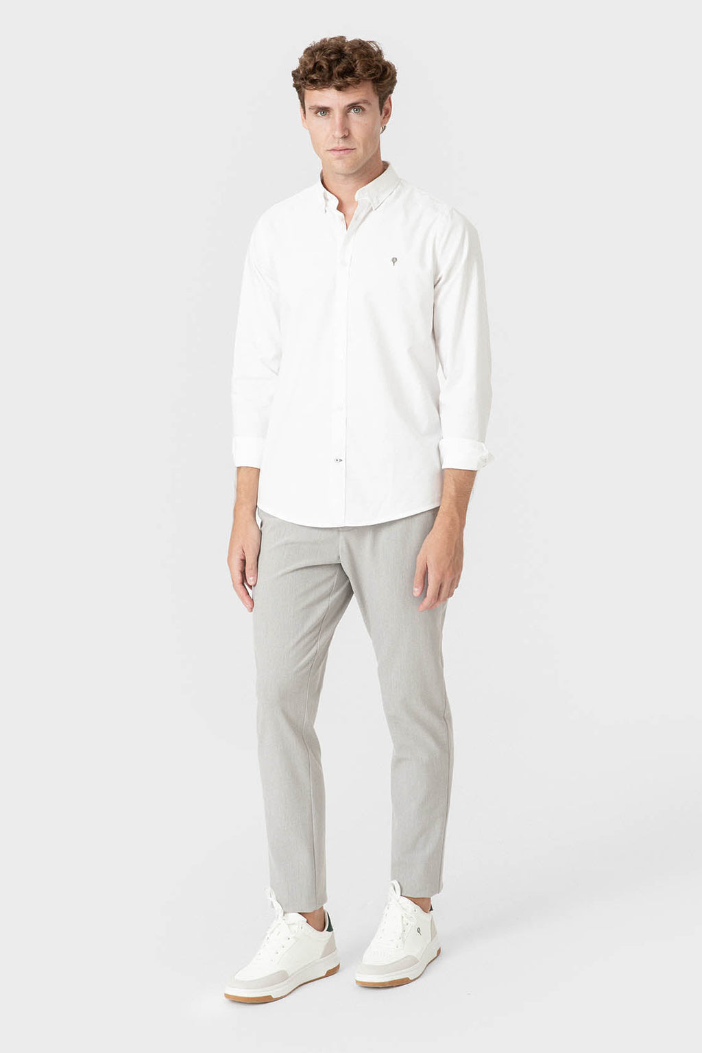 Camisa Oxford blanca de algodón para hombre