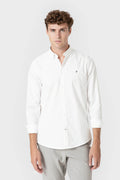 Camisa Oxford blanca de algodón para hombre