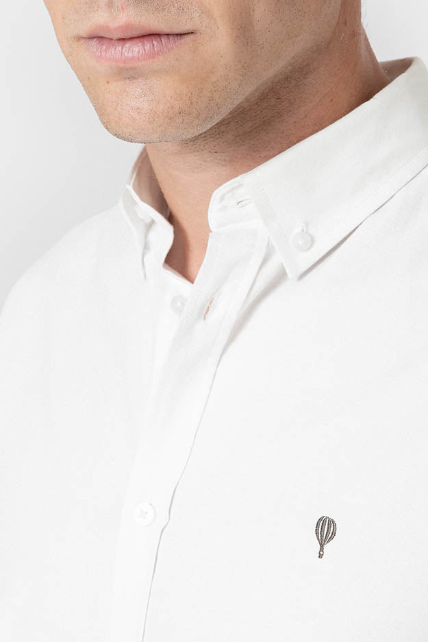 Camisa Oxford blanca de algodón para hombre