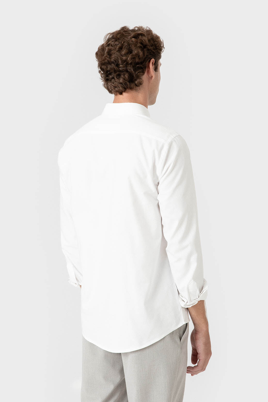 Camisa Oxford blanca de algodón para hombre