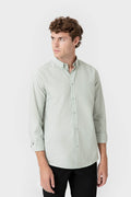 Camisa Oxford verde de algodón para hombre