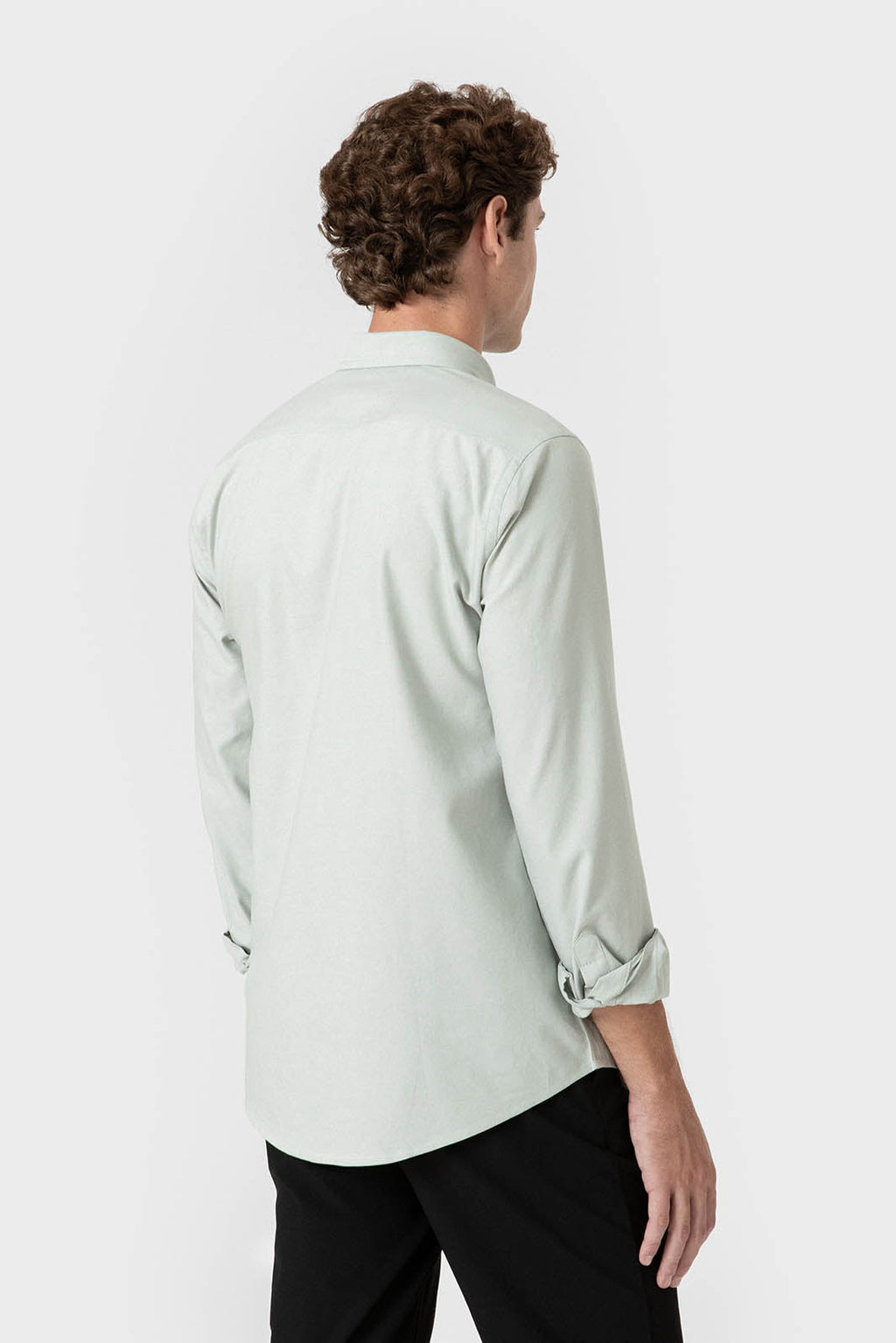 Camisa Oxford verde de algodón para hombre