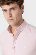 Camisa Oxford rosa de algodón para hombre