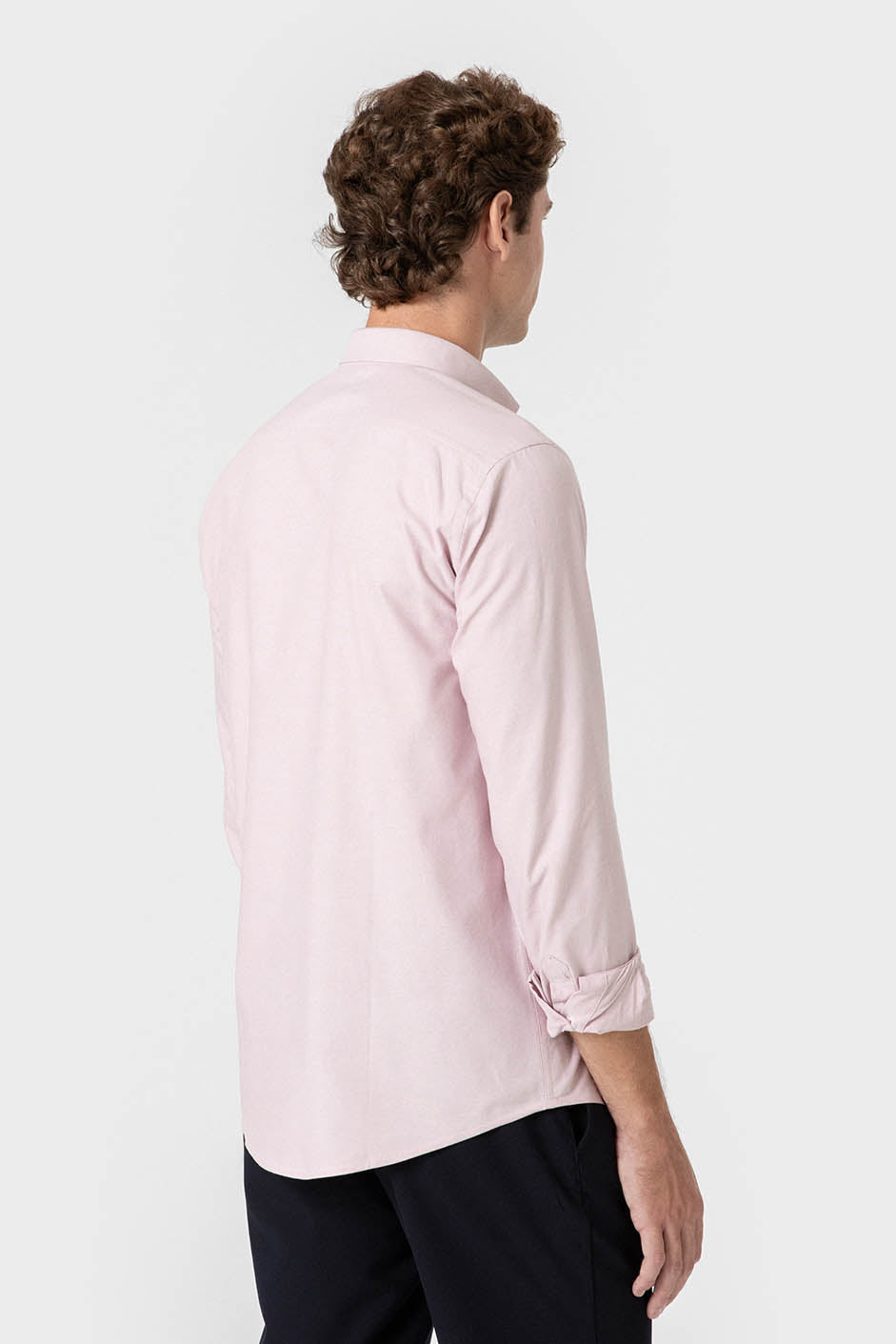Camisa Oxford rosa de algodón para hombre