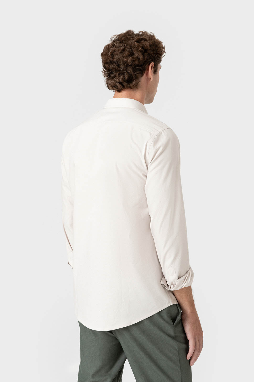Camisa Oxford beige de algodón para hombre