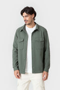 Sobrecamisa verde de punto con tejido diagonal para hombre