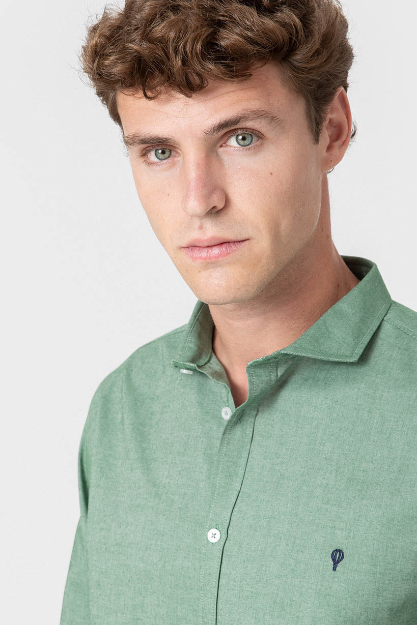 Camisa oxford verde de algodón regular fit