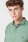 Camisa oxford verde de algodón regular fit