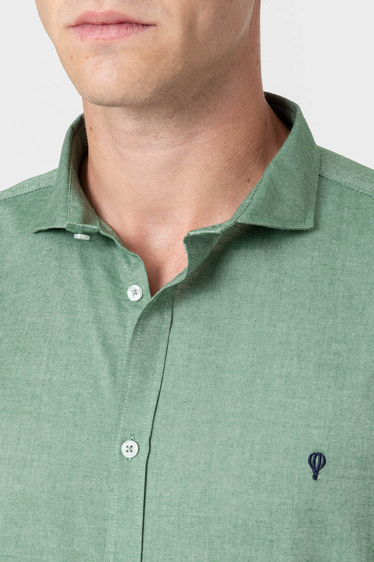 Camisa oxford verde de algodón regular fit
