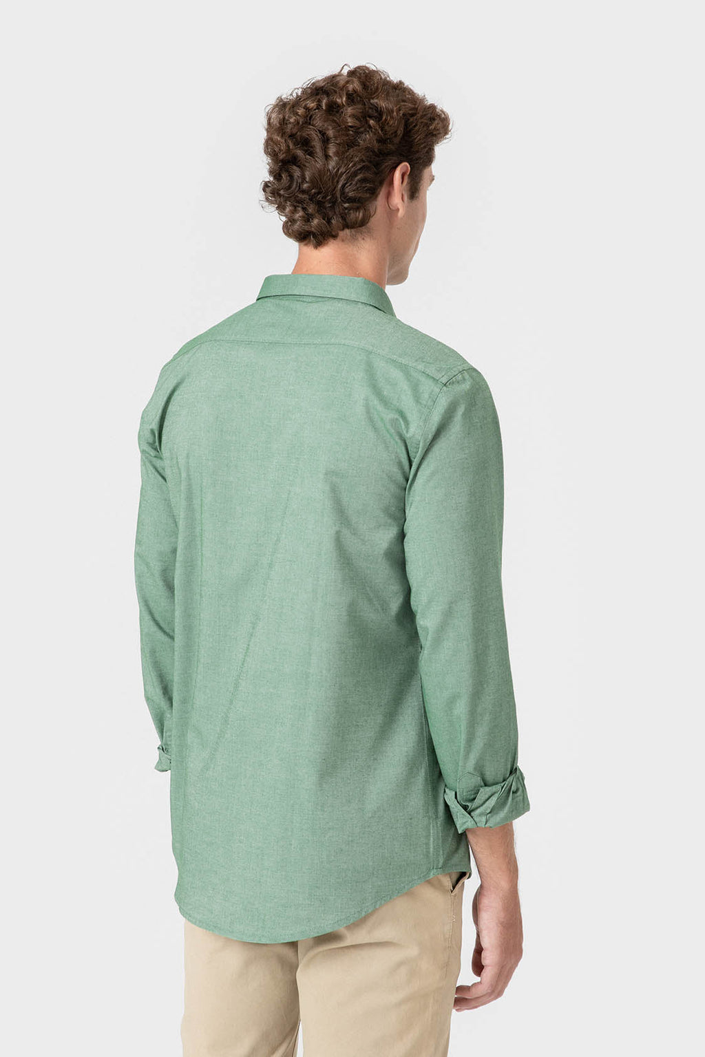 Camisa oxford verde de algodón regular fit