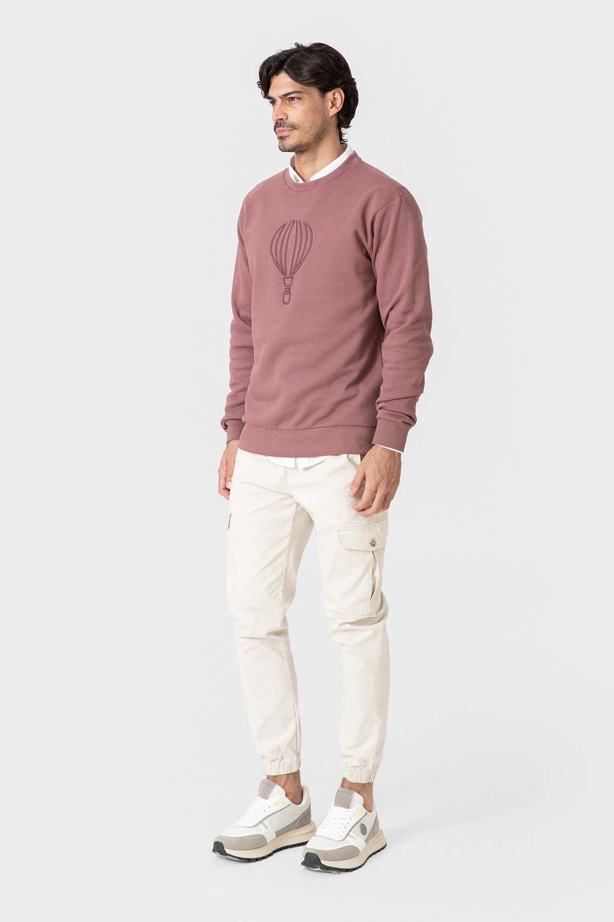 Sudadera básica de algodón para hombre con logo bordado