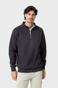 Sudadera azul marino de algodón con cuello chimenea para hombre