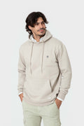 Sudadera beige con capucha y bolsillo canguro para hombre