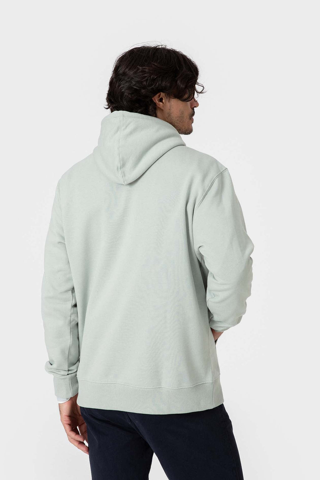 Sudadera verde con capucha y bolsillo canguro para hombre