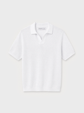 Polo de punto blanco con textura y manga corta para hombre