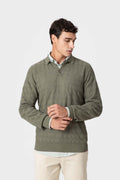 Jersey verde con cuello polo y textura de rombos para hombre