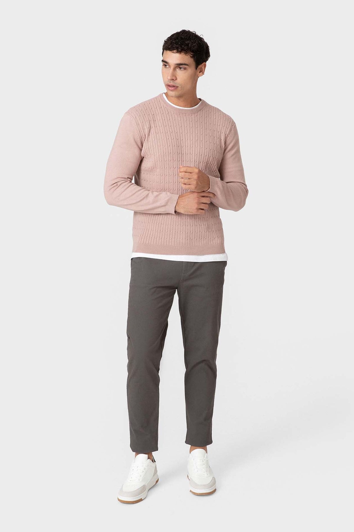 Jersey Rosa de Punto con Nudos para Hombre en Algodón