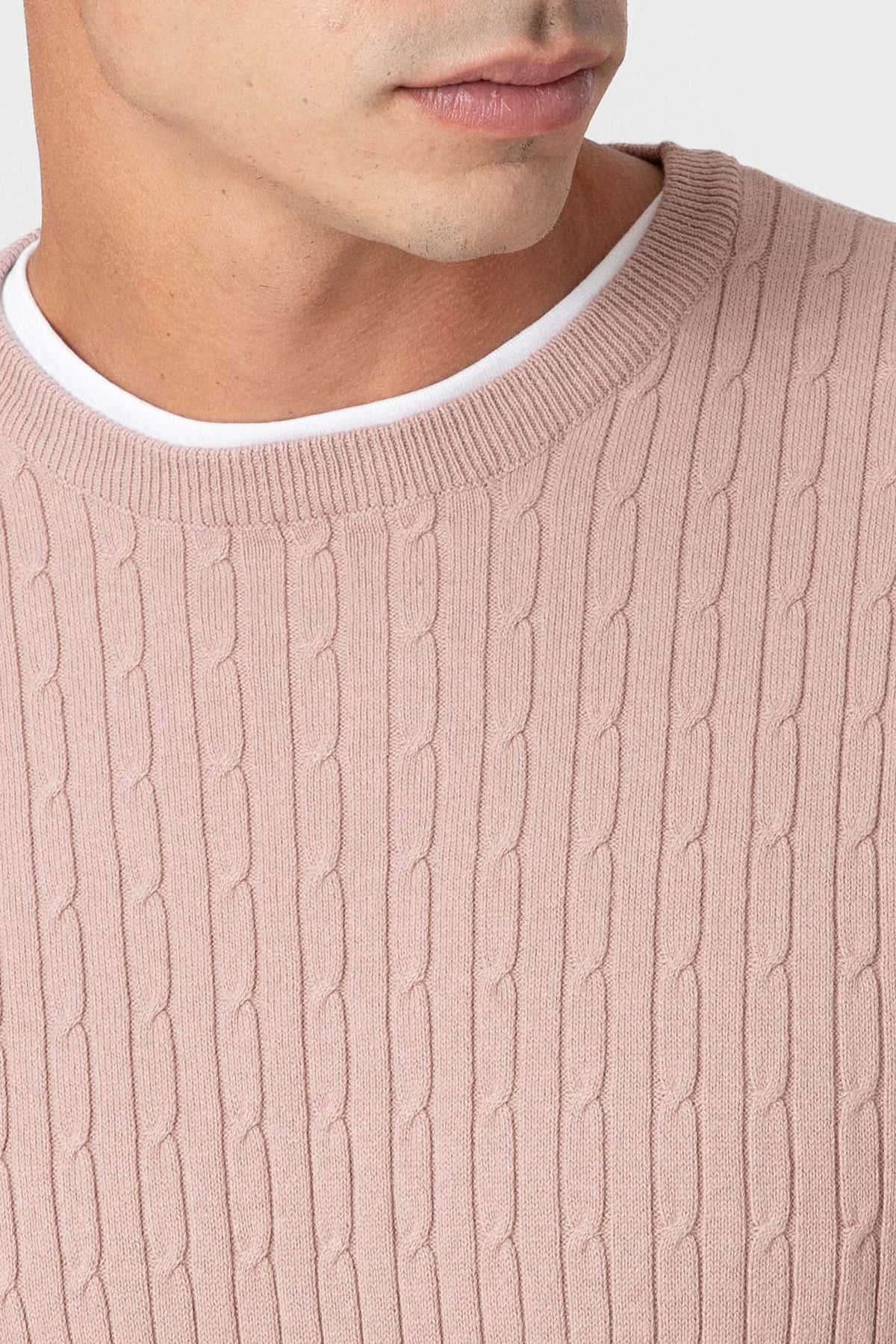 Jersey Rosa de Punto con Nudos para Hombre en Algodón