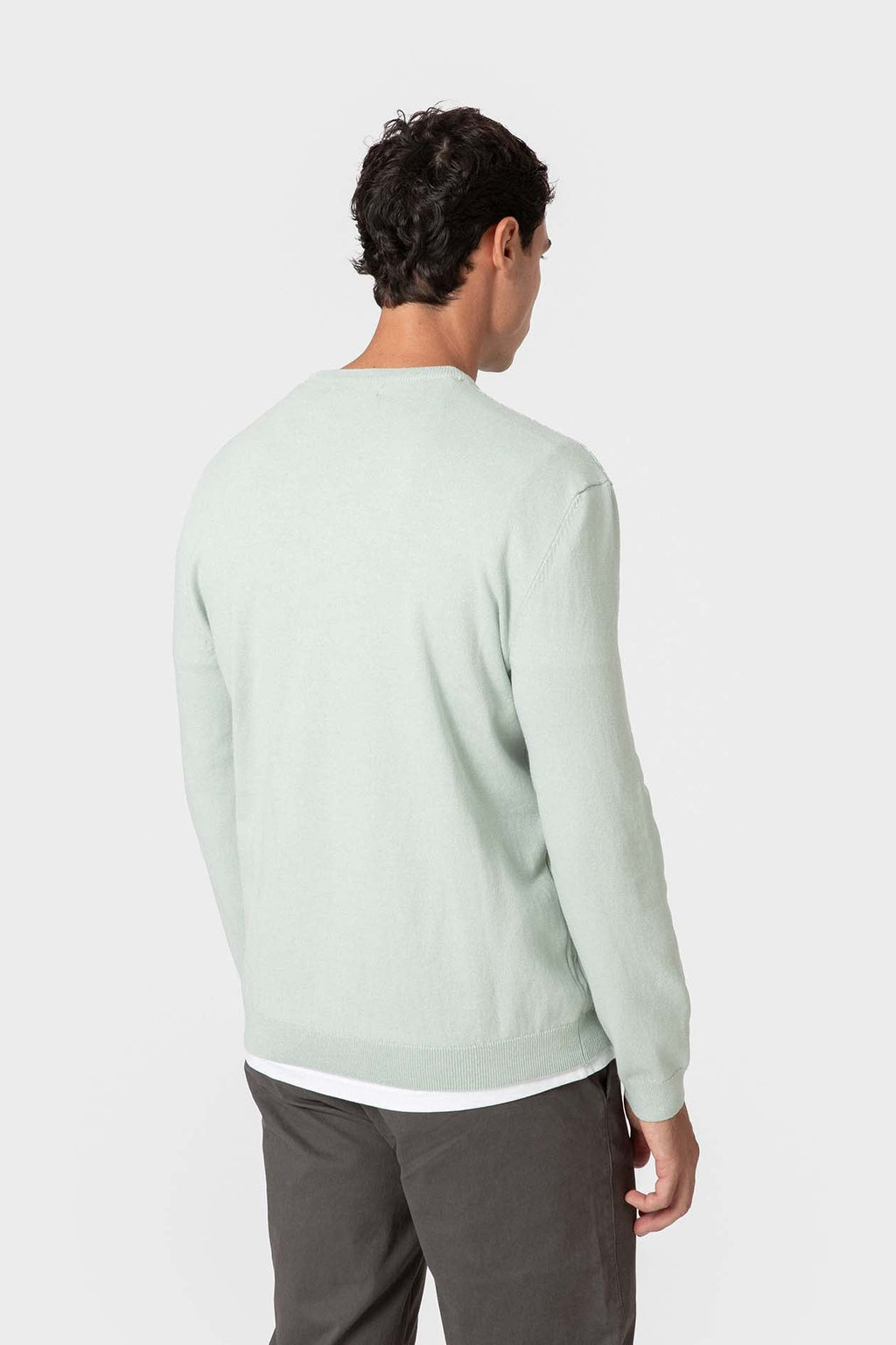 Jersey de algodón verde claro con textura de nudos para hombre