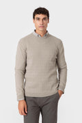Jersey Beige de Punto con Nudos para Hombre en Algodón