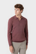Jersey burdeos de hombre con cuello polo sin botones