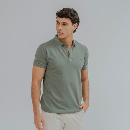 Polo básico verde 100% algodón para hombre