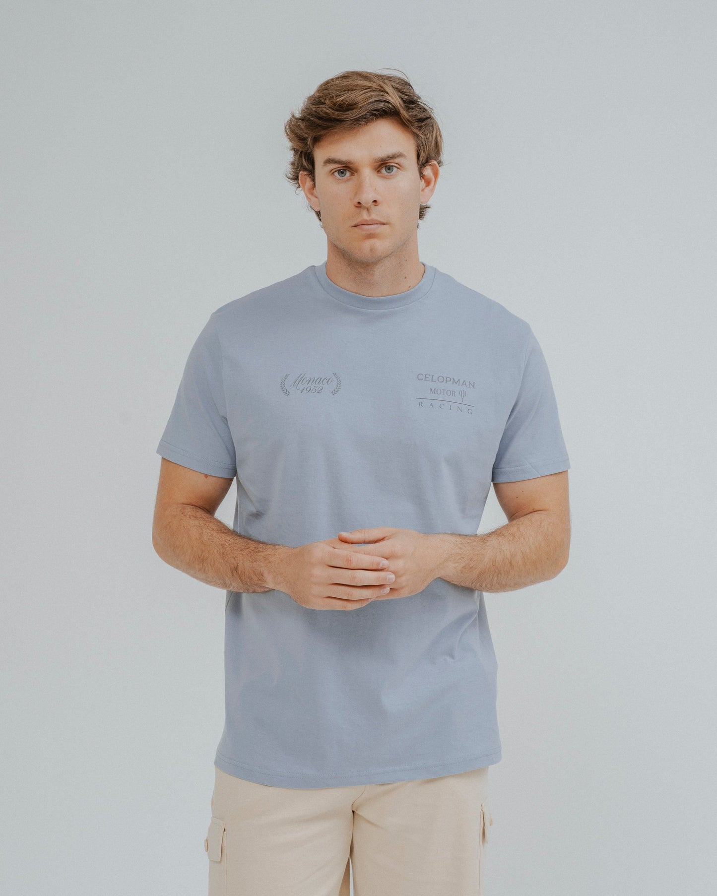 Camiseta celeste para hombre con estampado trasero Monaco Heritage