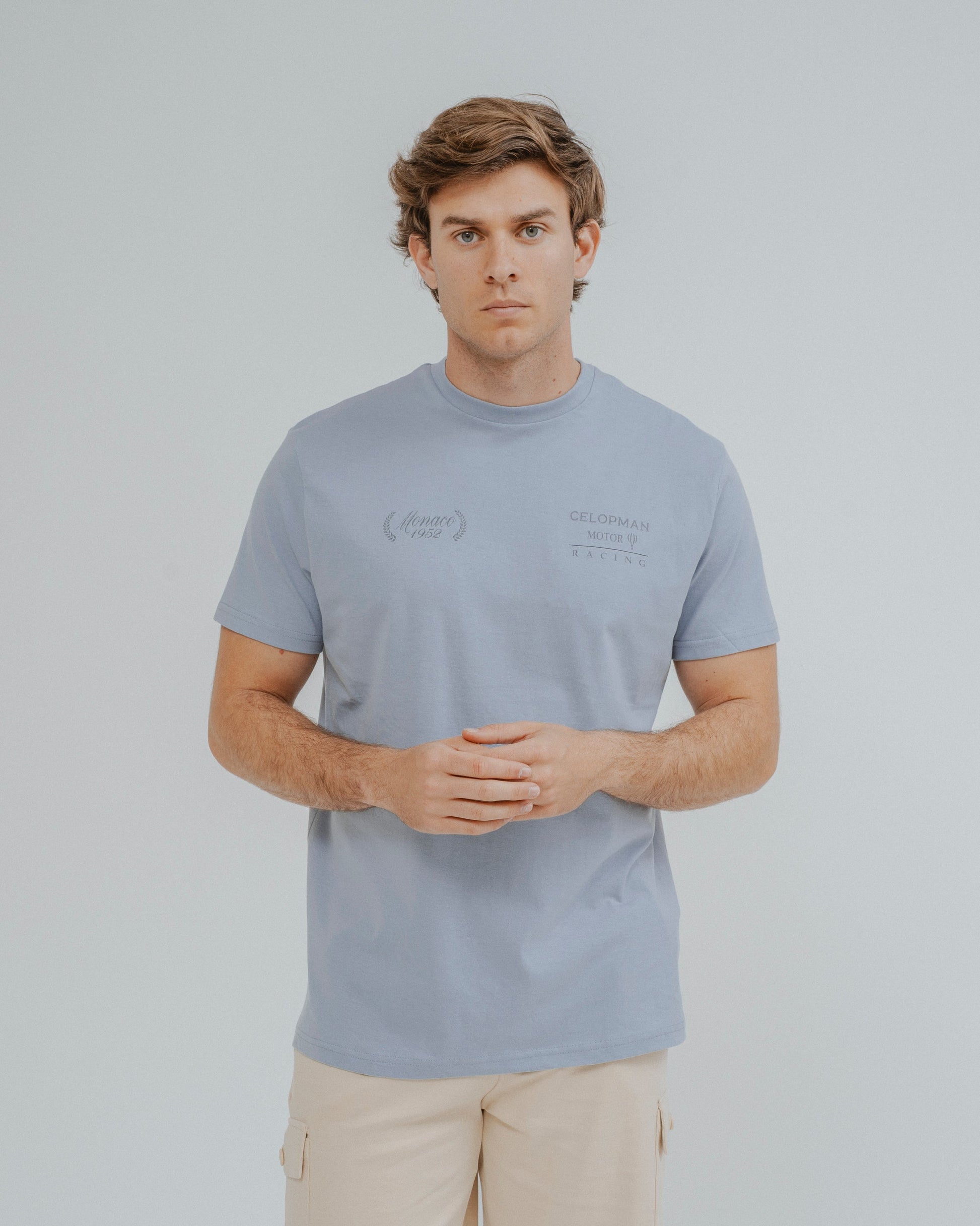 Camiseta celeste para hombre con estampado trasero Monaco Heritage