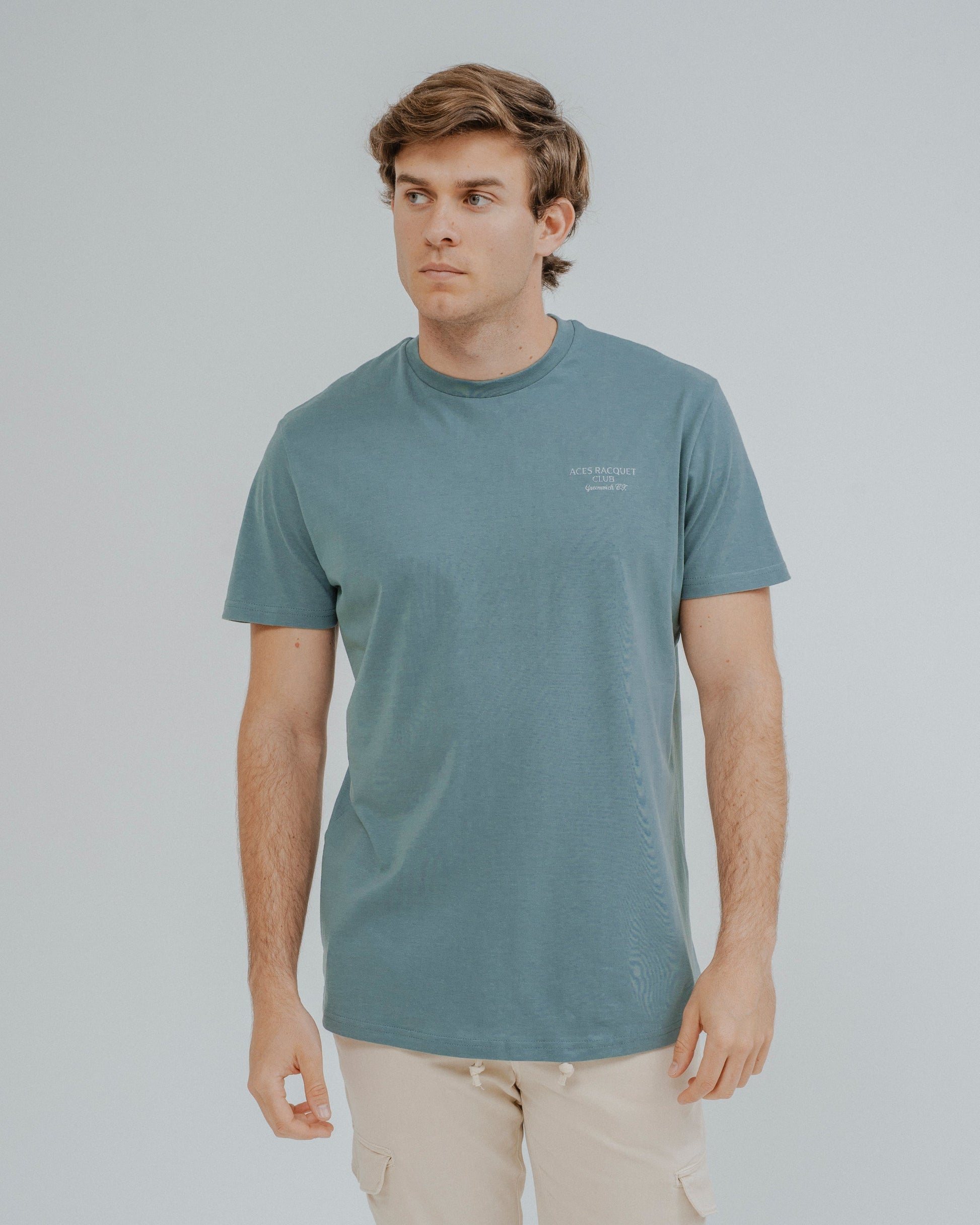 Camiseta verde con estampado gráfico en la espalda para hombre