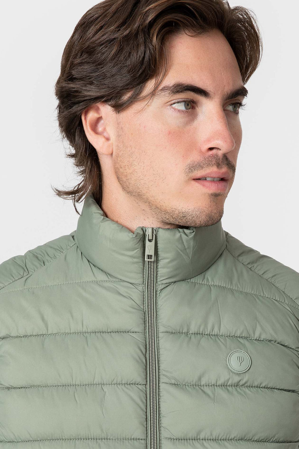 Chaleco Acolchado Verde de Hombre con Cremallera