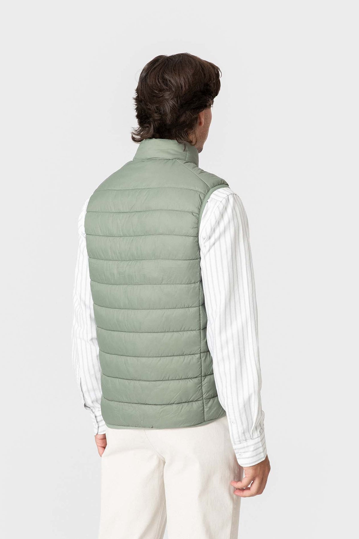 Chaleco Acolchado Verde de Hombre con Cremallera