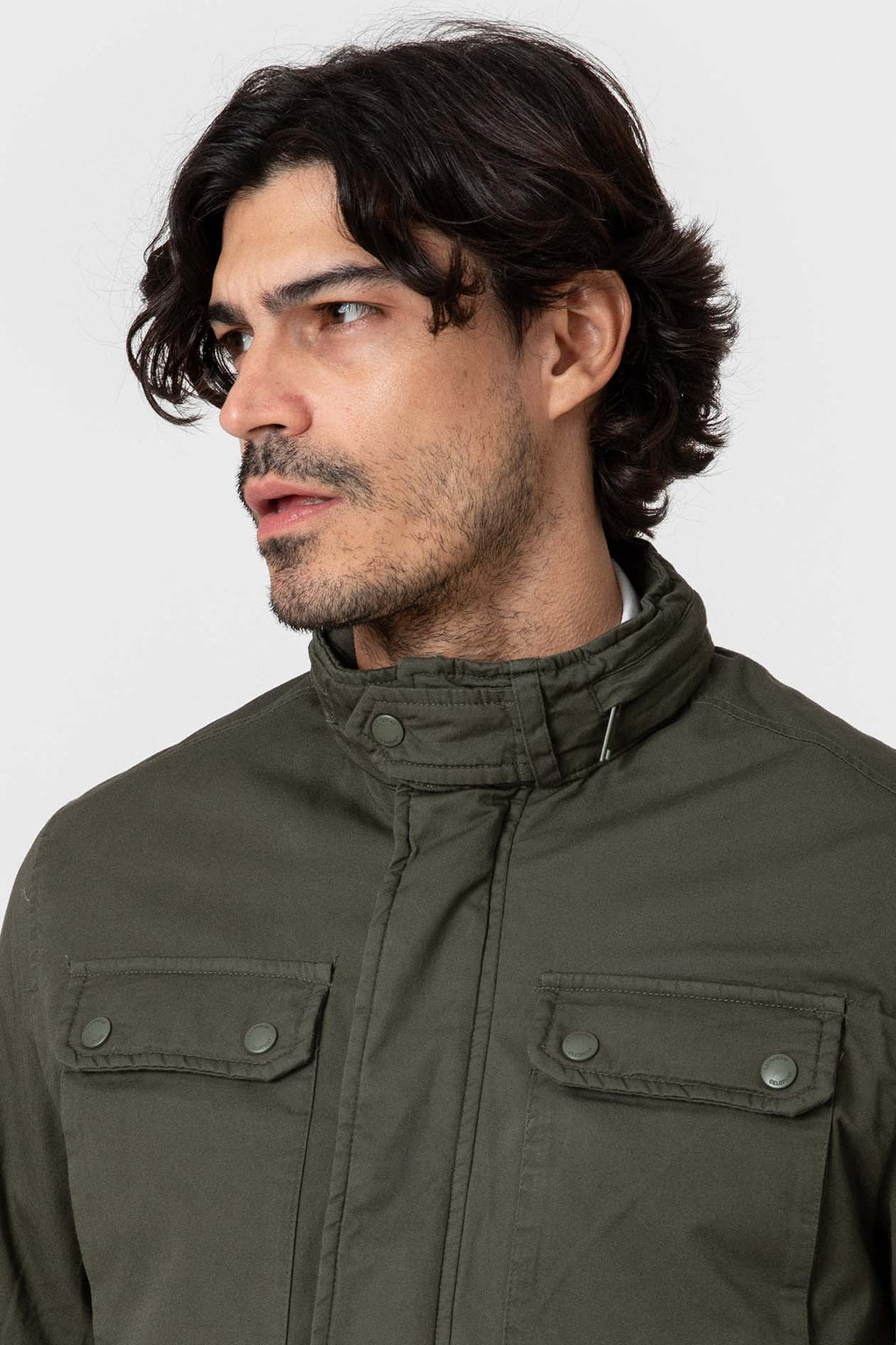Chaqueta sahariana de algodón con bolsillos para hombre
