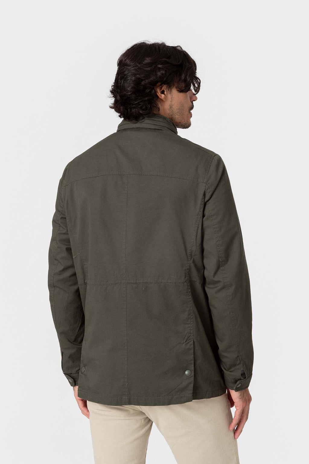 Chaqueta sahariana de algodón con bolsillos para hombre