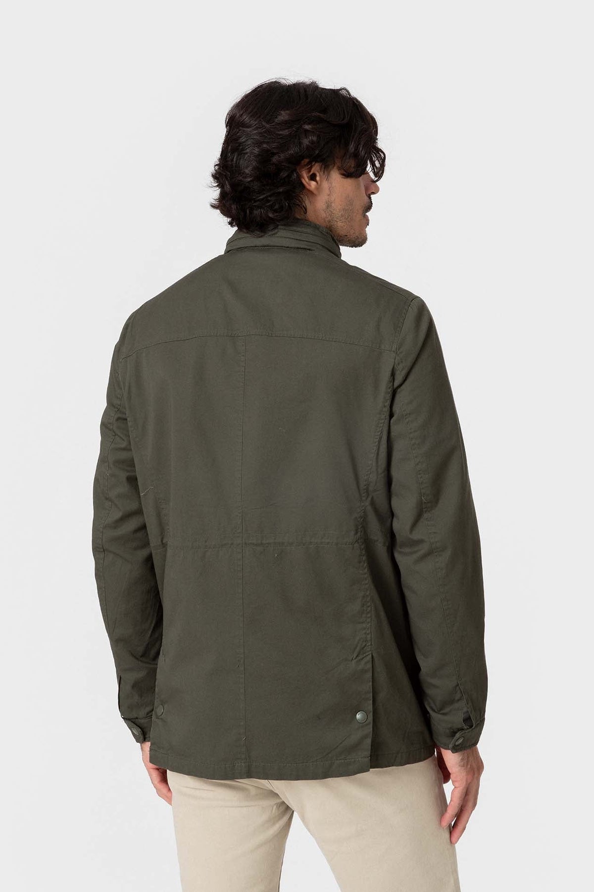 Chaqueta sahariana de algodón con bolsillos para hombre