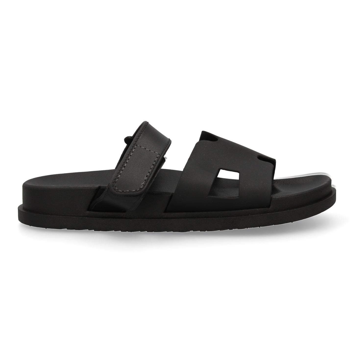 Chanclas Negras Mujer Elegantes con Adorno y Velcro