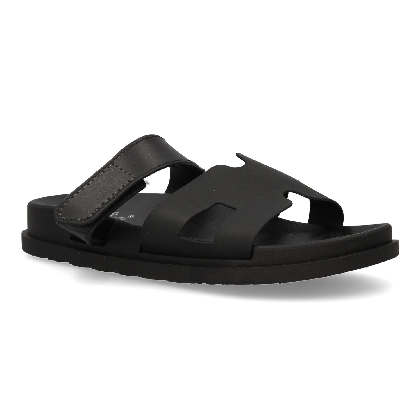 Chanclas Negras Mujer Elegantes con Adorno y Velcro