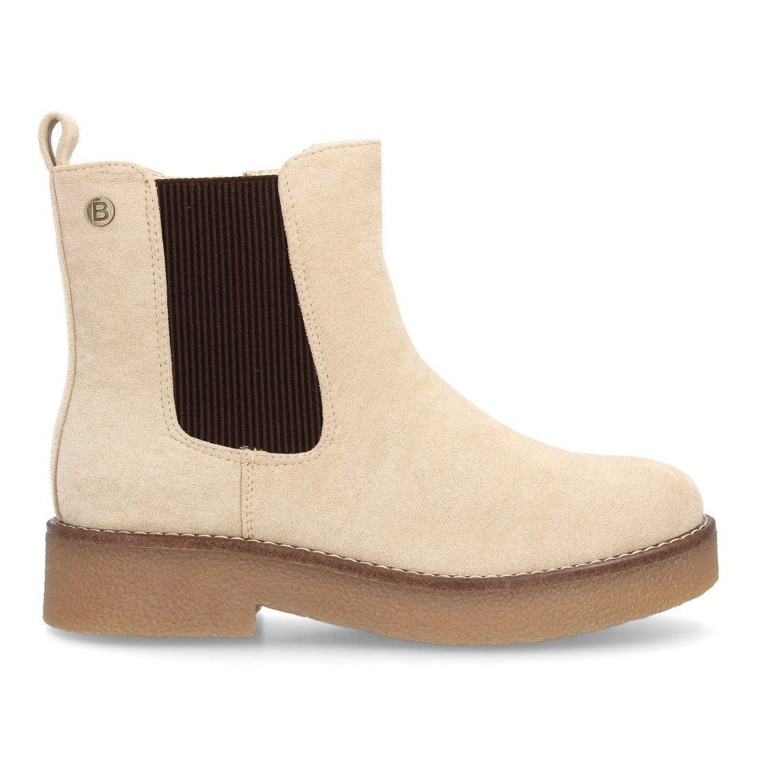 Botas Chelsea beige para mujer con detalle de elástico en canalé